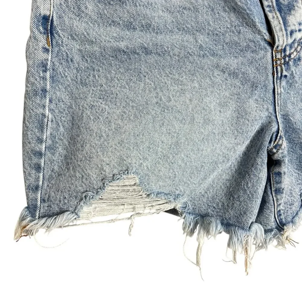 Fashion Nova V-waist High Rise Light Wash Distressed Cotton Denim Shorts Size 13
